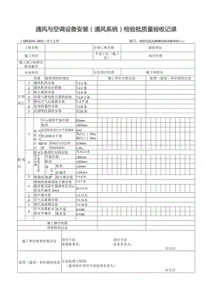 通风与空调设备安装（通风系统）检验批质量验收记录.docx