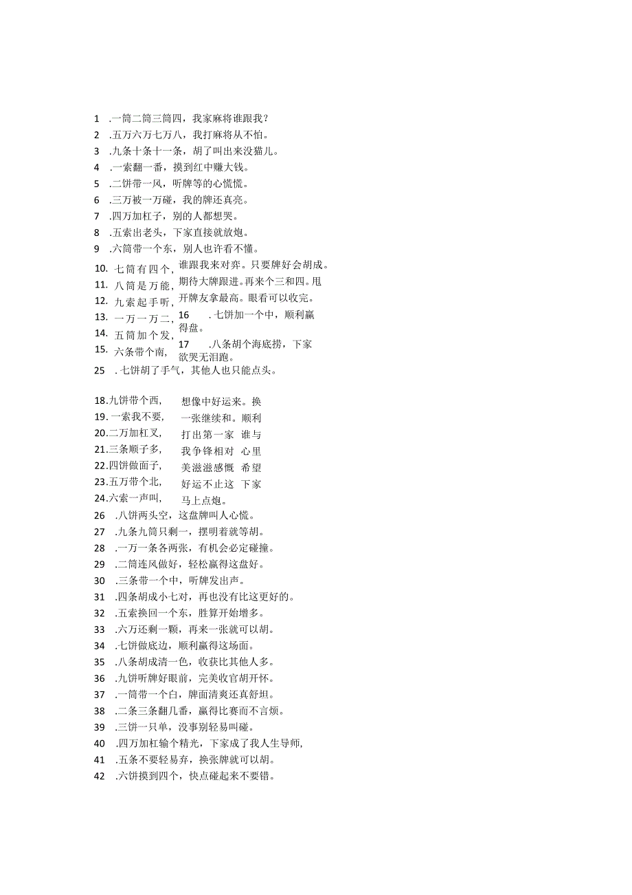 麻将搞笑顺口溜.docx_第1页