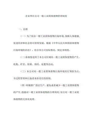 企业单位公司一般工业固体废物管理制度.docx