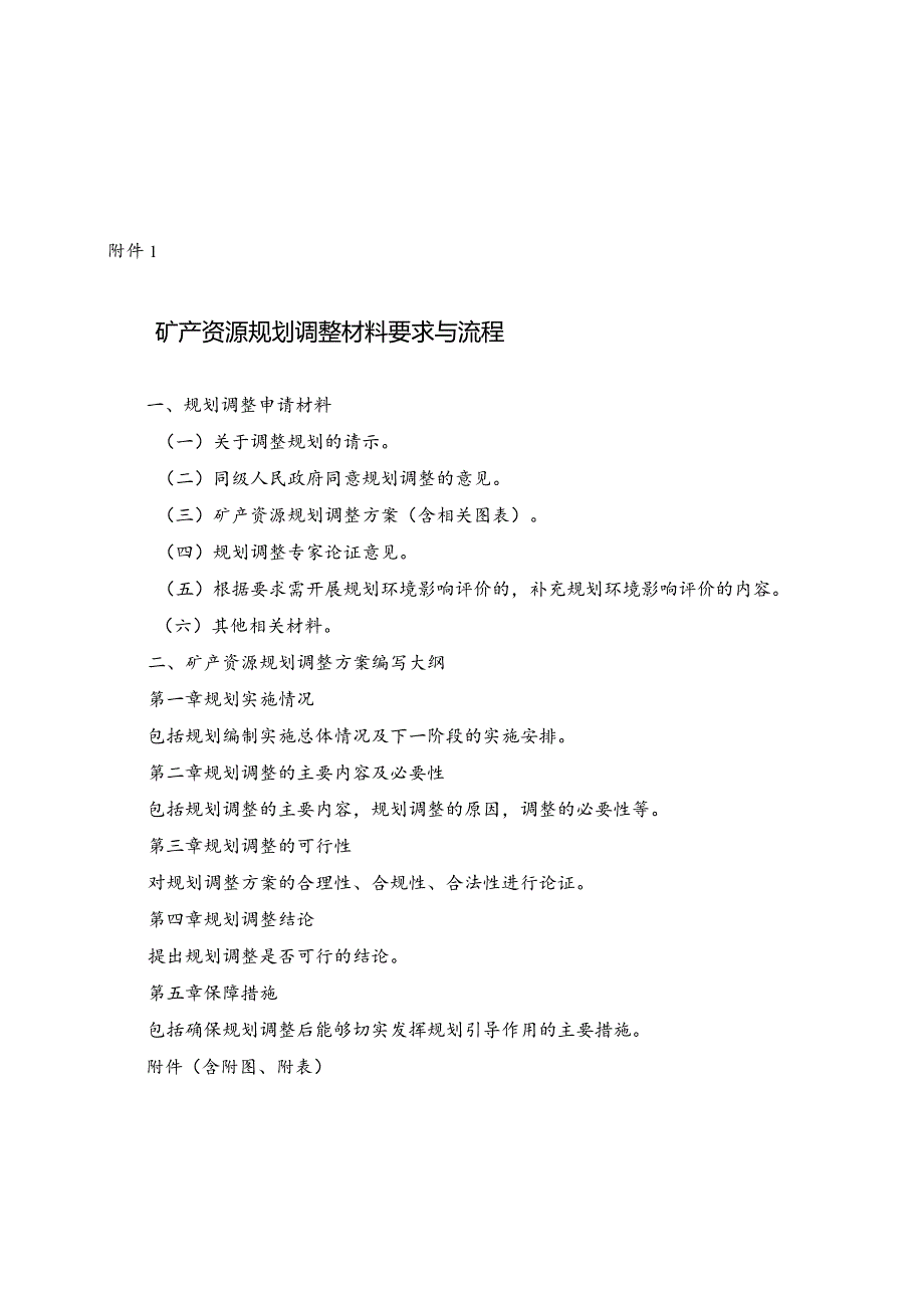 矿产资源规划调整材料要求与流程2024.docx_第1页