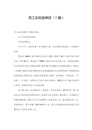 员工去世追悼词（3篇）.docx