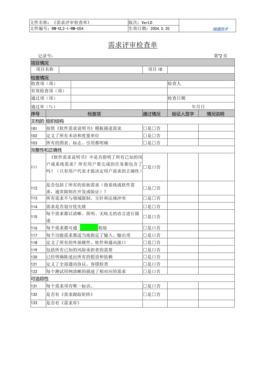 RW-CL2-I-RM-C04-需求评审检查单.docx_第1页