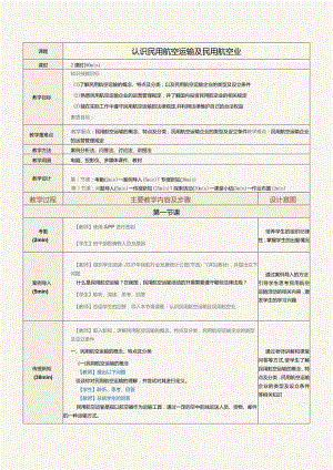 《民航法律法规》教案第18课认识民用航空运输及民用航空业.docx