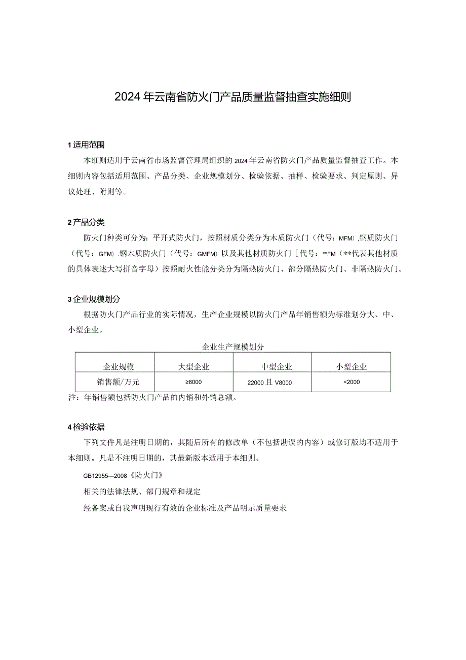 7.2024年云南省防火门产品质量监督抽查实施细则.docx_第1页