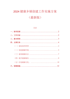 2024健康乡镇创建工作实施方案（最新版）.docx