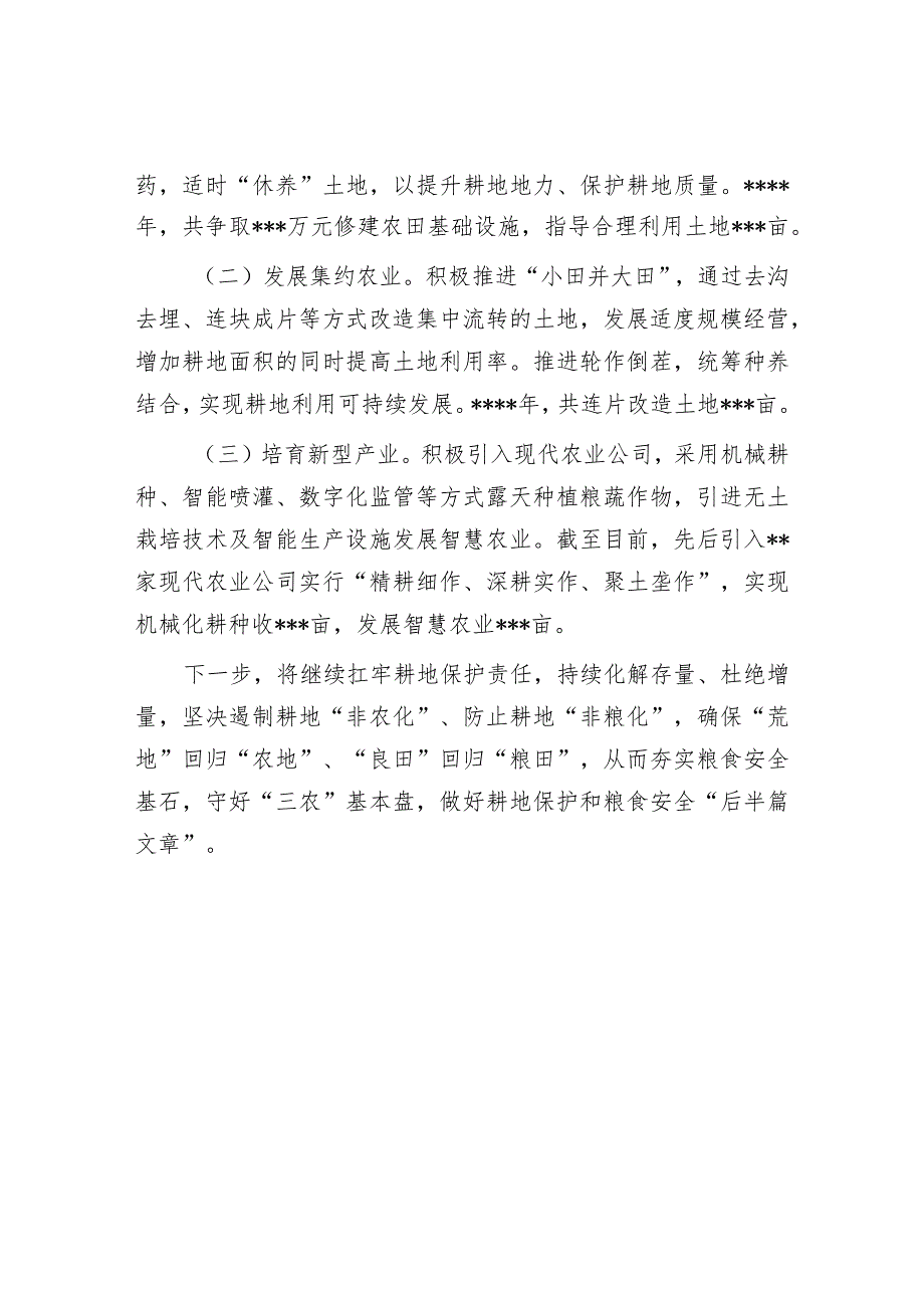 经验交流发言：扛牢耕地保护之责夯实粮食安全基石【】.docx_第3页