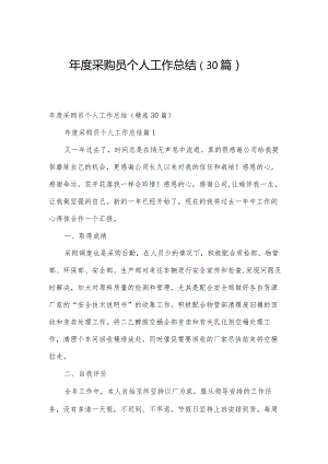 年度采购员个人工作总结（30篇）.docx