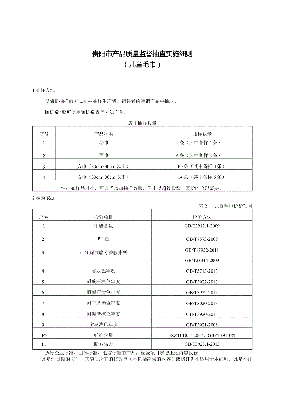 23.贵阳市产品质量监督抽查实施细则（儿童毛巾）.docx_第1页