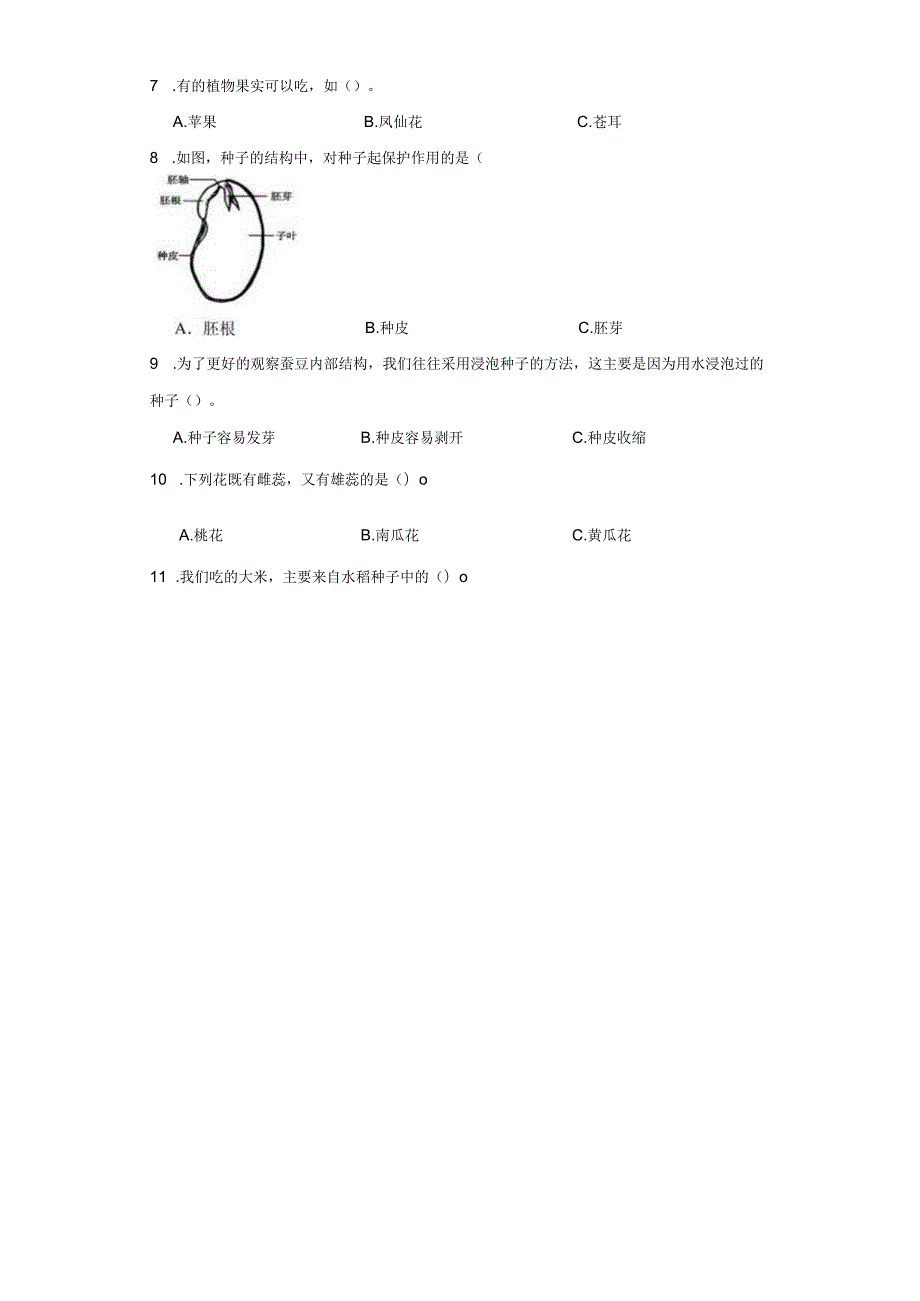 教科版四年级下册科学第一单元植物的生长变化综合训练.docx_第2页