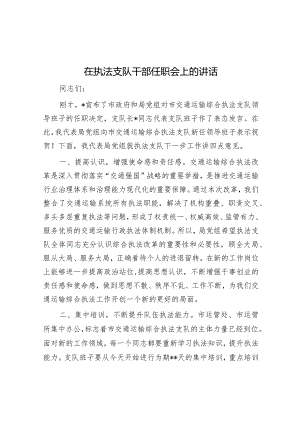 在执法支队干部任职会上的讲话【】.docx