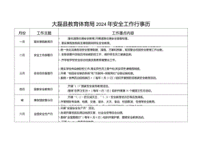 大磊县教育体育局2024年安全工作行事历.docx