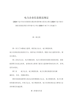 《电力企业信息报送规定》（2024年2月8日国家发展改革委令第13号公布）.docx