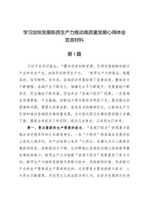 (九篇)学习加快发展新质生产力推动高质量发展心得体会发言材料.docx