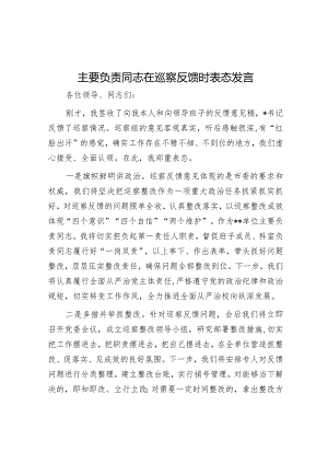 主要负责同志在巡察反馈时表态发言【】.docx