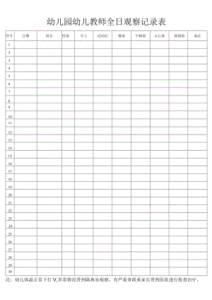 幼儿园幼儿教师全日观察记录表.docx