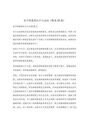 实习销售岗位个人总结(精选15篇).docx