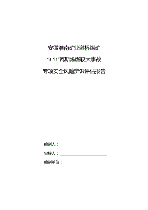 安徽淮南矿业谢桥煤矿瓦斯爆炸较大事故专项安全风险辨识评估报告.docx