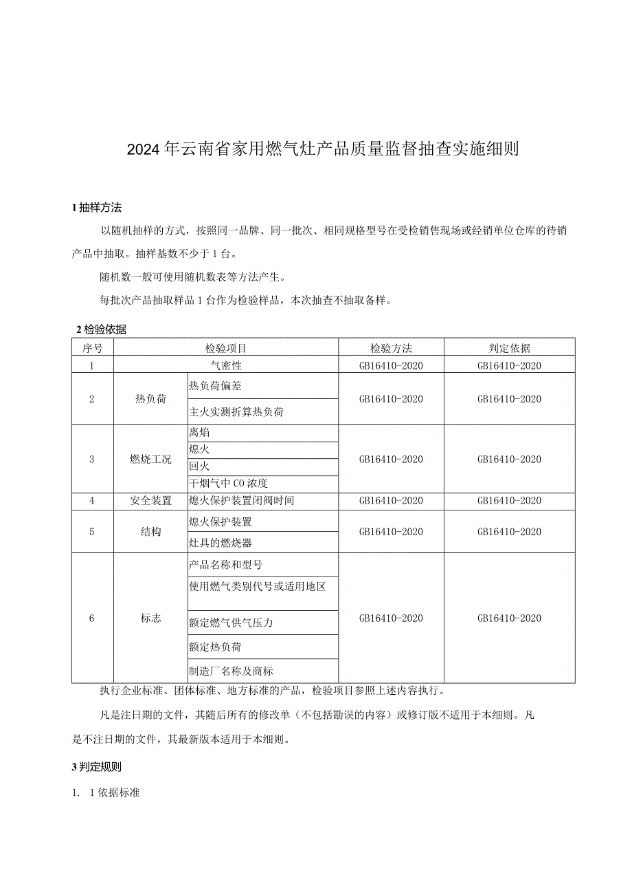 21.2024年云南省家用燃气灶产品质量监督抽查实施细则.docx_第1页