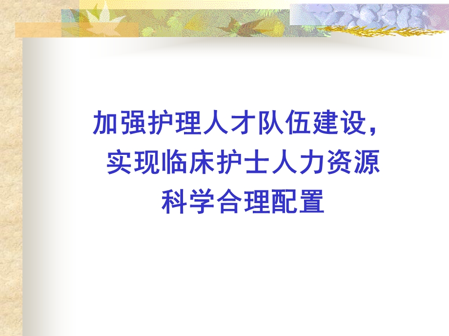 加强护理人才队伍建设,实现临床护士人力资源科学合理配置.ppt_第1页