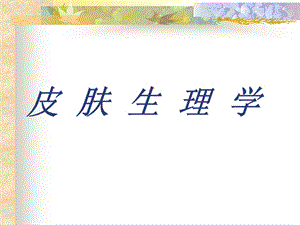 皮肤生理学ppt.ppt