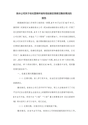 排水公司关于优化营商环境专项巡察反馈意见整改情况的报告.docx