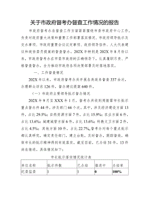 关于市政府督考办督查工作情况的报告.docx