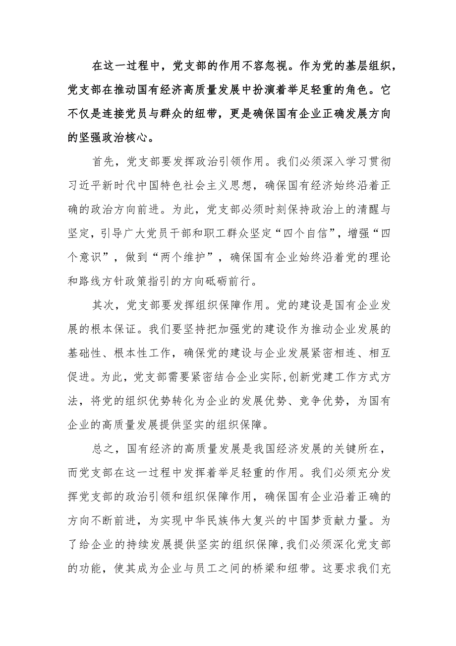 2024国企党支部“强化使命担当推动国有经济高质量发展”研讨交流发言提纲材料.docx_第3页