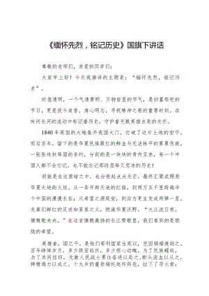 《缅怀先烈牢记使命》等清明节系列国旗下讲话范文十三篇.docx