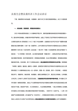 县委全会暨县委经济工作会议讲话.docx