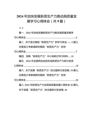 2024年加快发展新质生产力推动高质量发展学习心得体会9篇供参考.docx