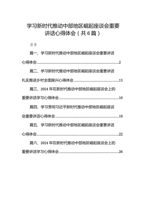 学习新时代推动中部地区崛起座谈会重要讲话心得体会(6篇合集）.docx