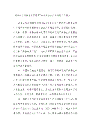 湖南省市场监督管理局2024年安全生产和消防工作要点.docx