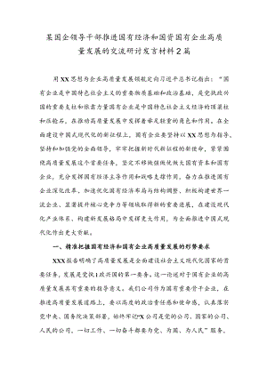 某国企领导干部推进国有经济和国资国有企业高质量发展的交流研讨发言材料2篇.docx