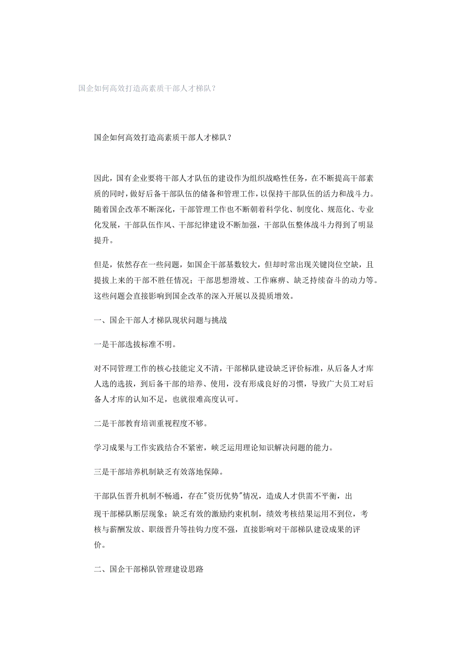 国企如何高效打造高素质干部人才梯队？.docx_第1页