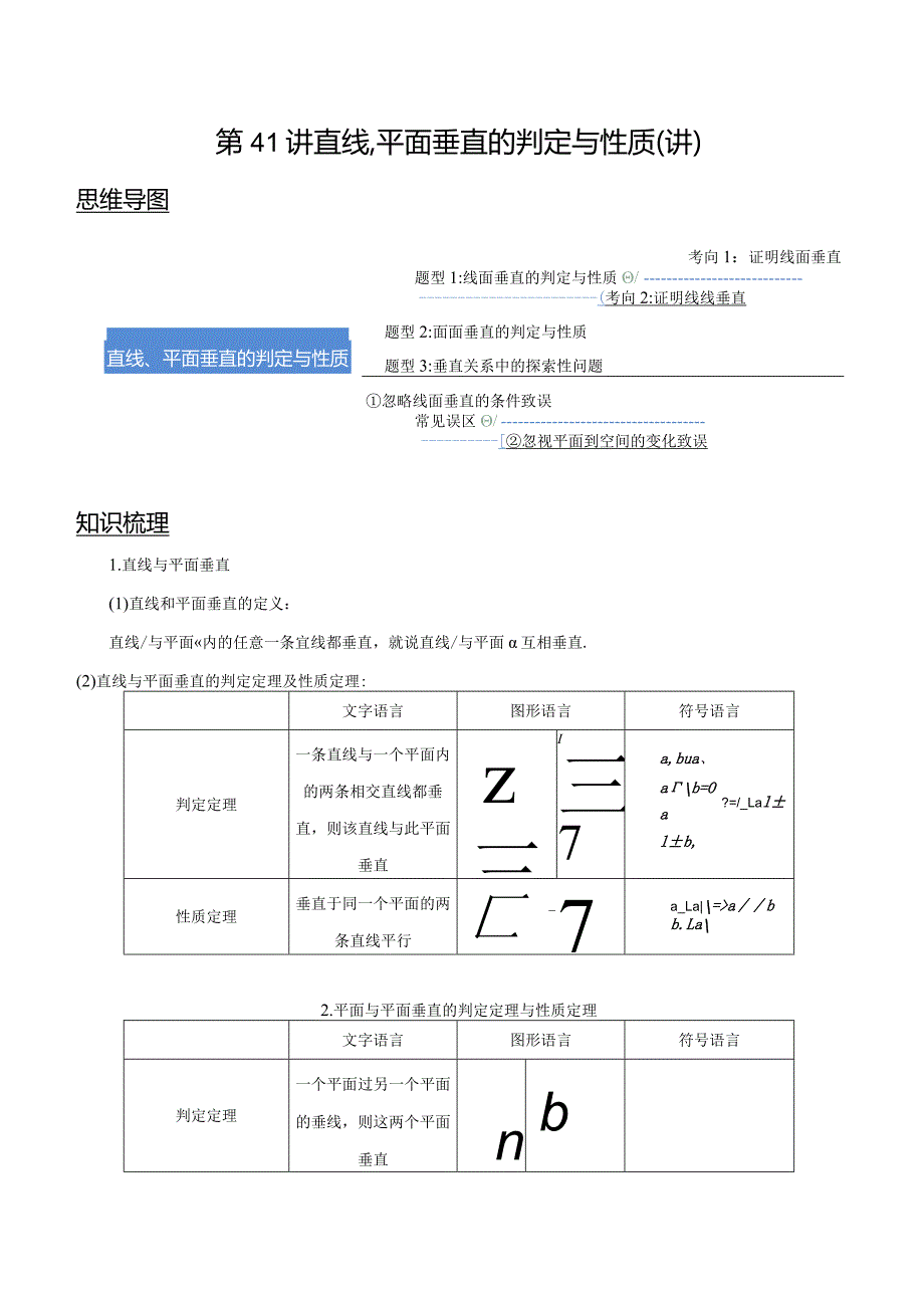 第41讲直线、平面垂直的判定与性质（讲）（教师版）.docx_第1页