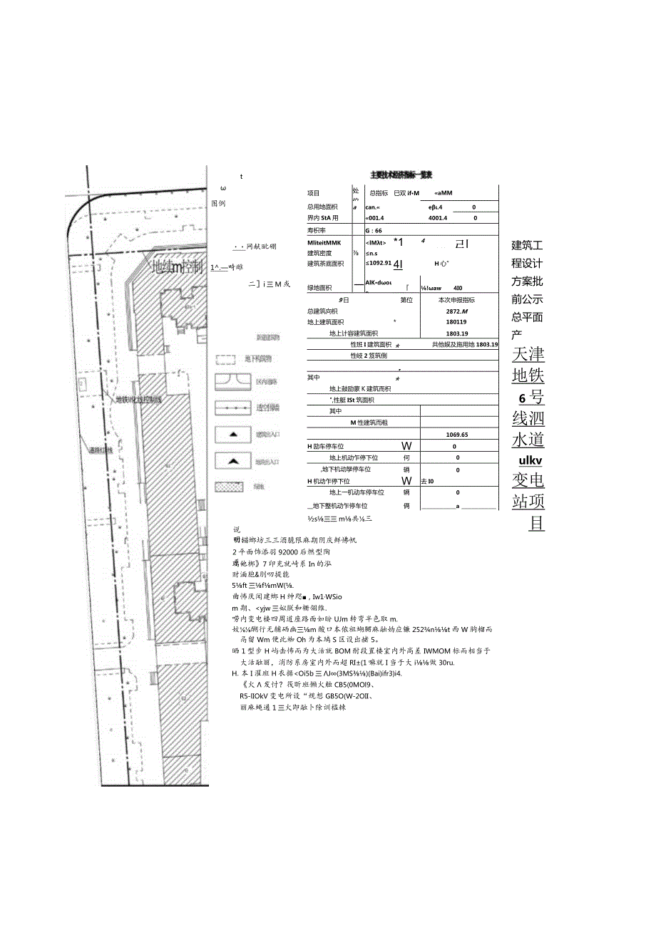 天津市地下铁道集团有限公司天津地铁6号线泗水道110KV变电站项目建设工程设计方案批前公示总平面图.docx_第1页