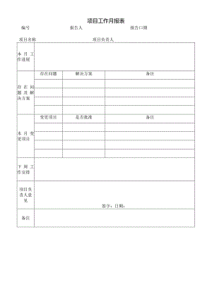 项目工作月报表.docx