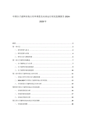 中国分子滤网市场占有率调查及未来运行状况监测报告2024-2029年.docx