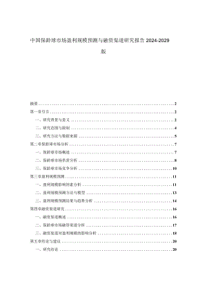 中国保龄球市场盈利规模预测与融资渠道研究报告2024-2029版.docx