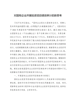 对国有企业开展投资项目绩效审计的新思考.docx