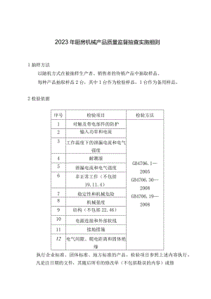 2023年厨房机械产品质量监督抽查实施细则.docx