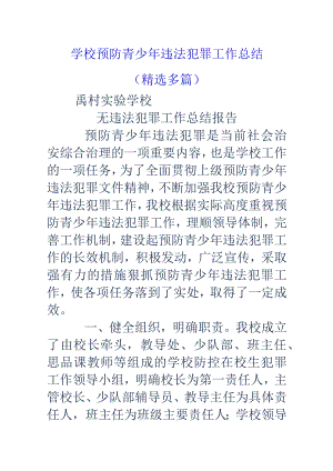 学校预防青少年违法犯罪工作计划的总结(精选多篇).docx