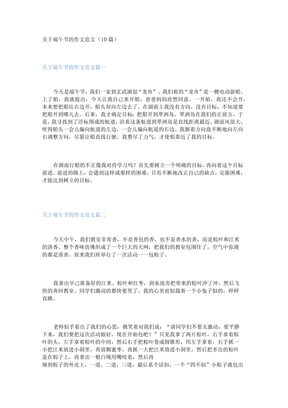 新关于端午节的作文范文（10篇）.docx_第1页