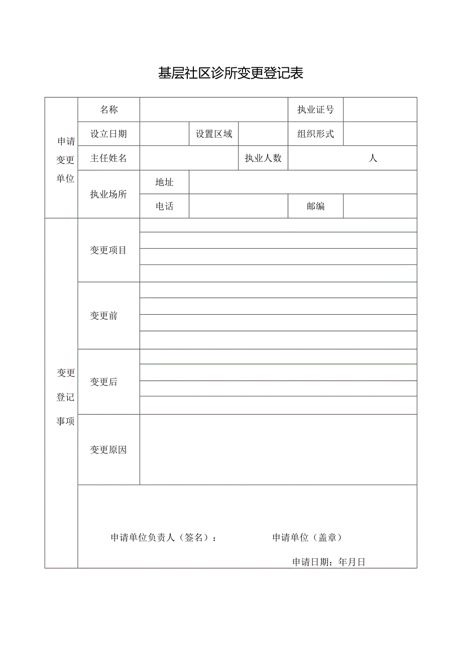 基层社区诊所变更登记表.docx_第1页