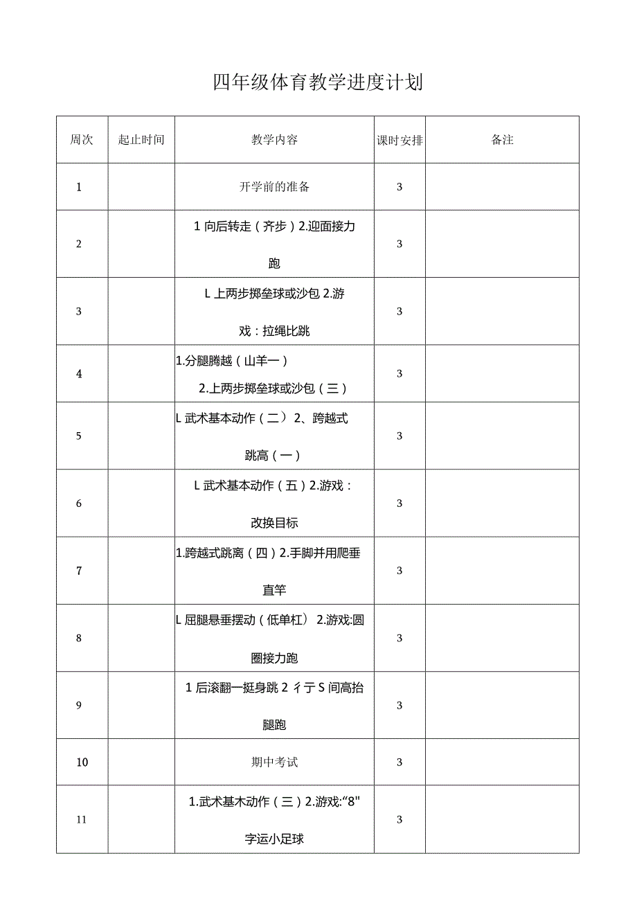 四年级体育教学设计.docx_第1页