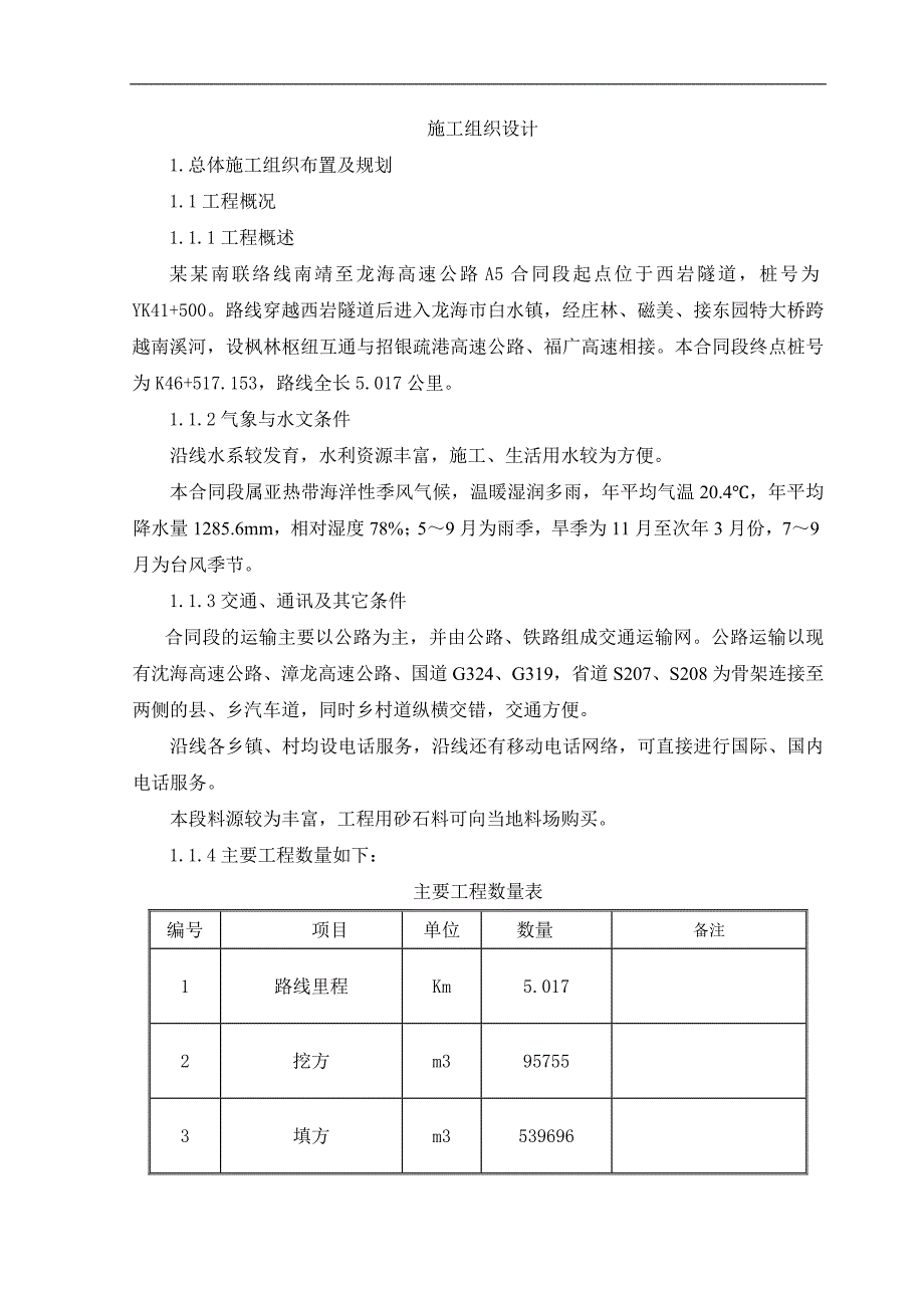 南靖至龙海高速公路施工组织设计福建公路桥隧道施工附示意图.doc_第1页