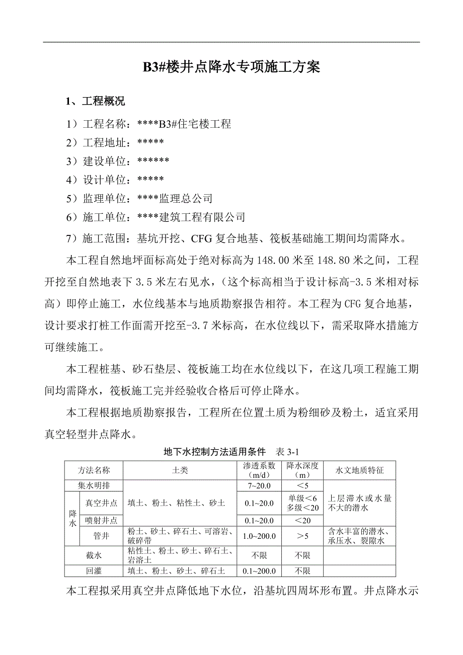 某住宅楼真空轻型井点降水专项施工方案.doc_第1页