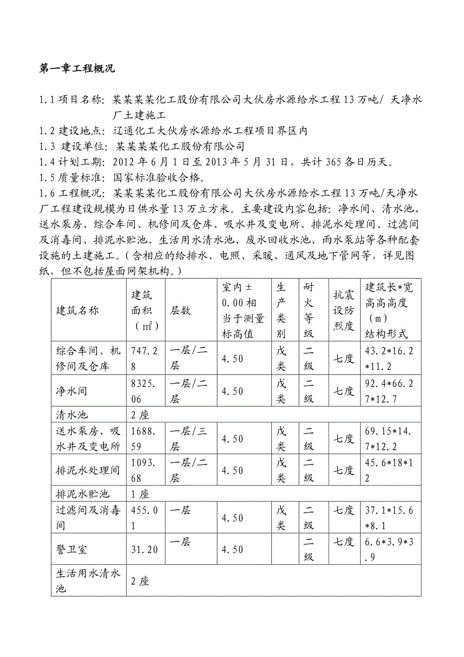 辽宁华锦通达化工股份有限公司大伙房水源给水工程13万吨天净水厂土建施工施工组织总设计.doc_第3页