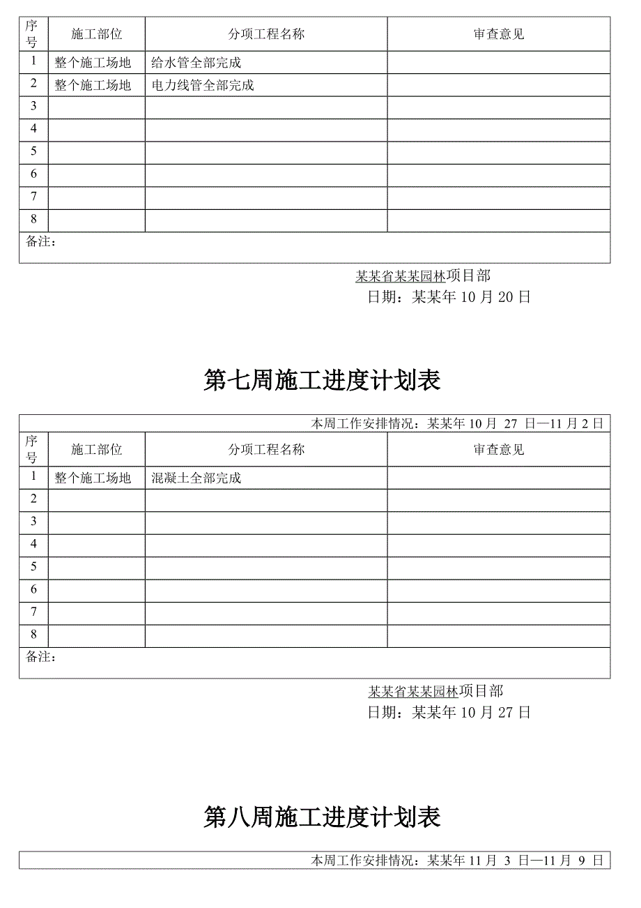 湖南某休闲广场工程周施工进度计划表.doc_第3页