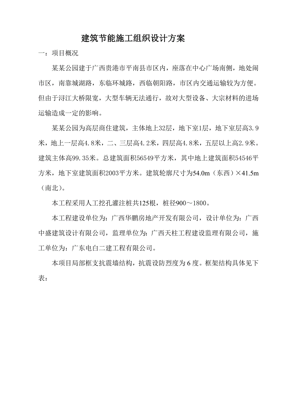 贵港市某高层商住建筑工程建筑节能施工组织设计方案.doc_第1页